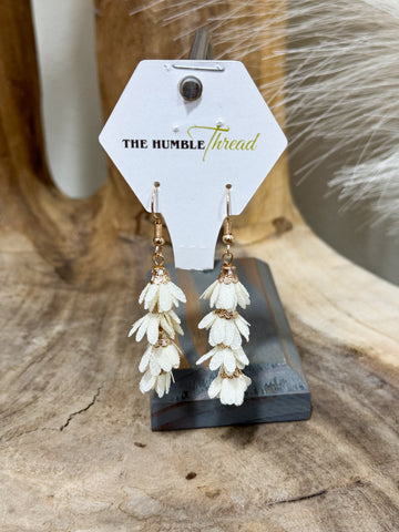 Cream Flower Dangle Earrings