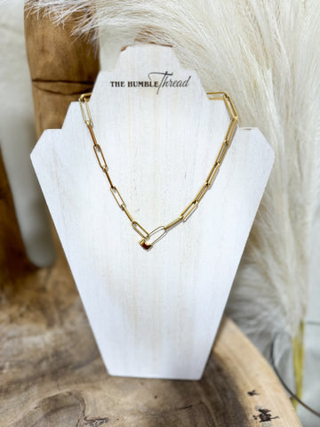 Stainless Steel Gold Paperclip Chain Necklace