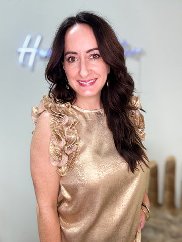Gold Ruffle Metallic Blouse