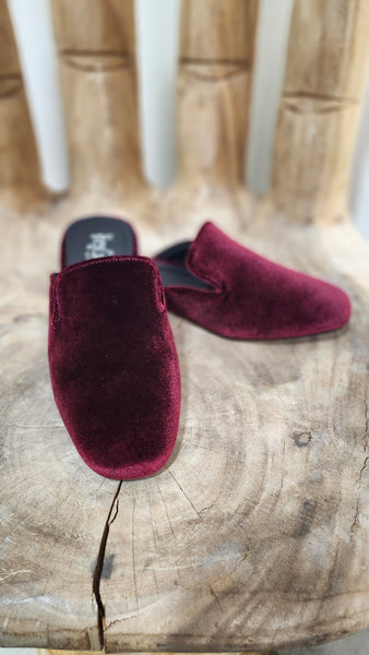 Burgundy Velvet Mules