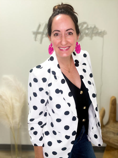 Polka Dot Open Padded Blazer