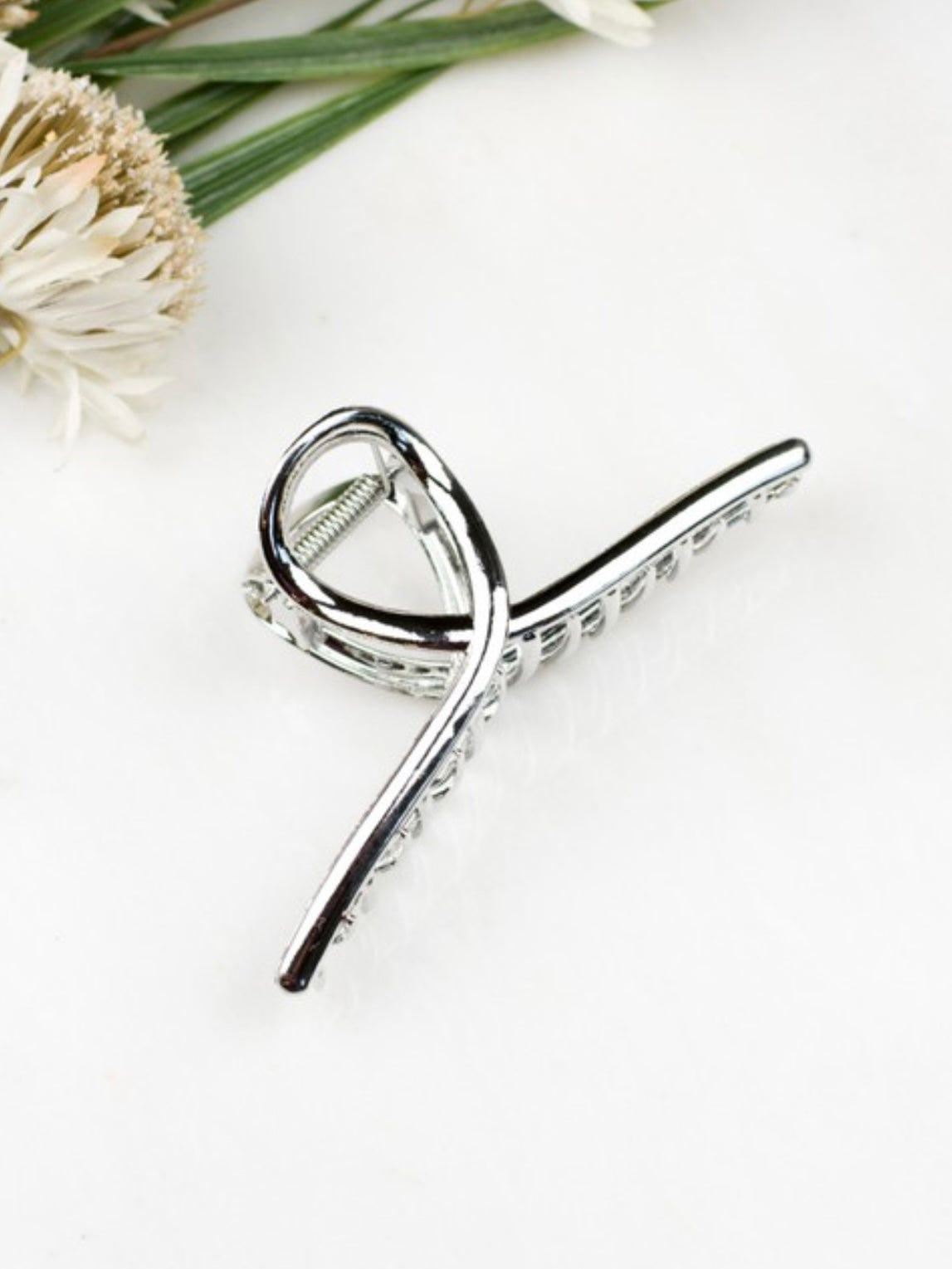 Metallic Silver Claw Clip