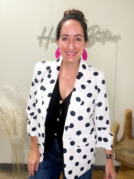 Polka Dot Open Padded Blazer