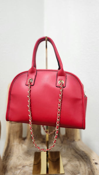 Leather Purse with Gold Chain