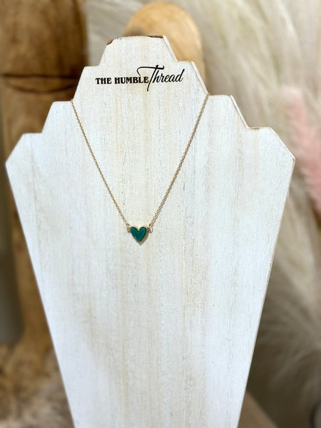 Turquoise Druzy Heart Necklace
