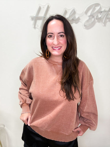 Terracotta Vintage Wash Fleece Pullover