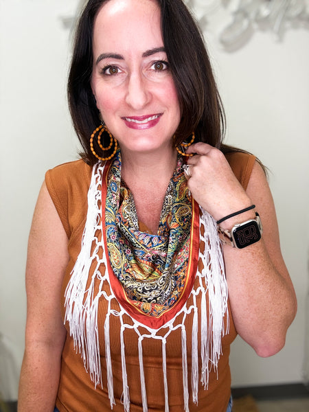 Rust Pattern Fringe Scarf