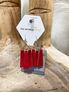 Red Leather Dangle Earrings