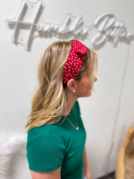 Polka Dot Knotted Bow Headband