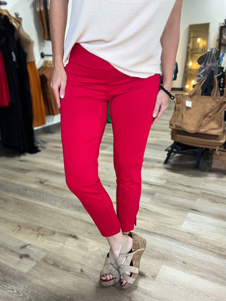 Red Cropped Work Pants