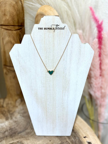 Turquoise Druzy Heart Necklace
