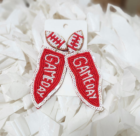 Red and White Game Day Flag Earrings
