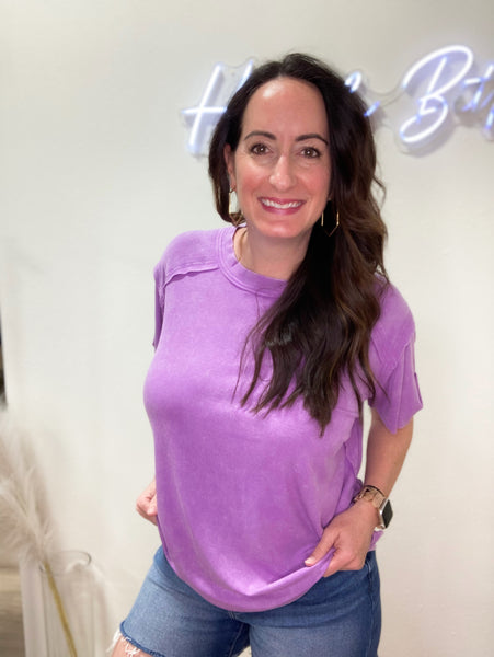 Violet Raw Hem Boxy Top