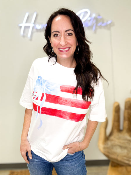 American Flag Bow Tee