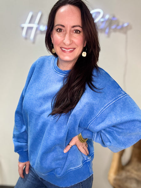 Sky Blue Acid Wash Sweatshirt