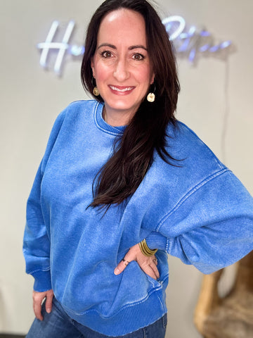 Sky Blue Acid Wash Sweatshirt
