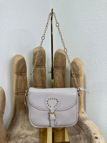 Light Taupe Studded Shoulder Bag