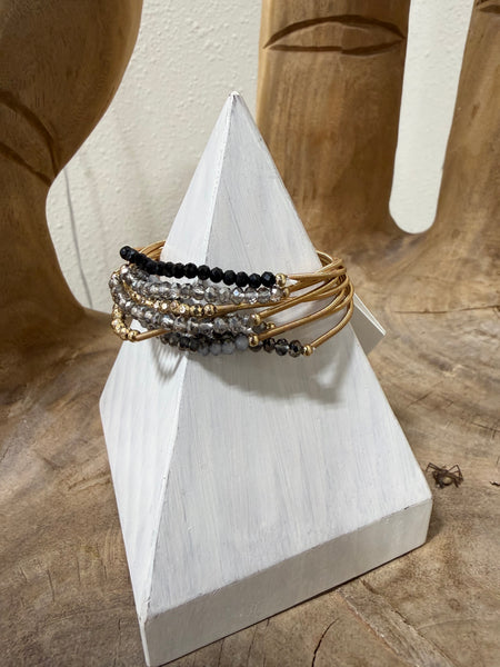 Grey Beaded Guitar String Bracelet