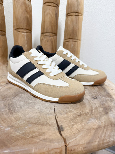 Khaki Cream Black Sneakers