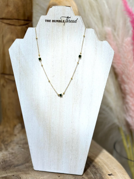 Dainty Green Stone Necklace