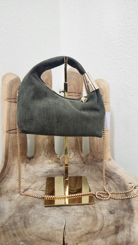Olive Handbag with Gold Accents