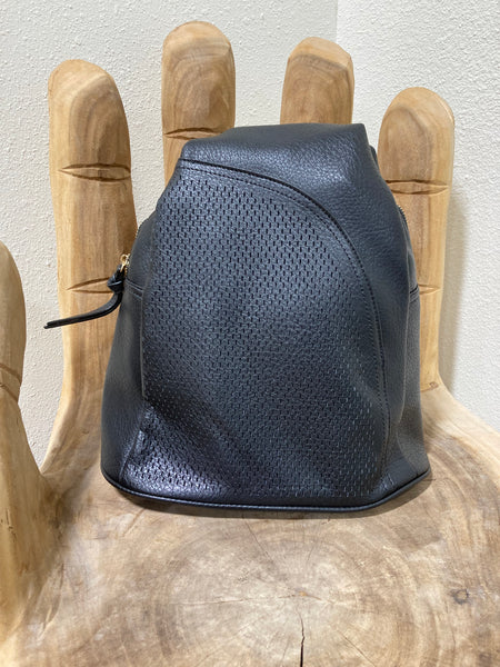 Black Perforated Punch Sling Backpack