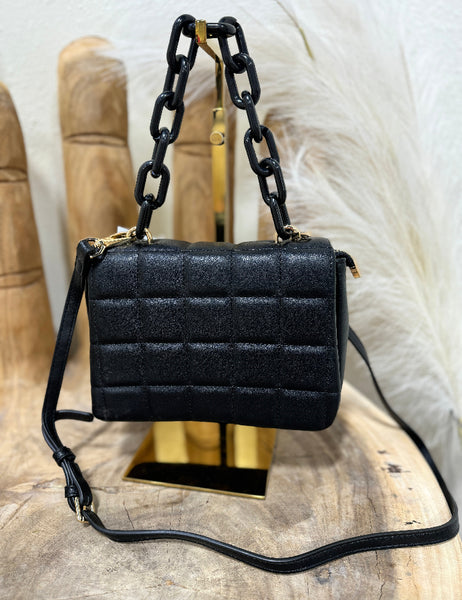 Black Quilted Chain Crossbody