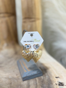 Confetti and Gold Heart Earrings