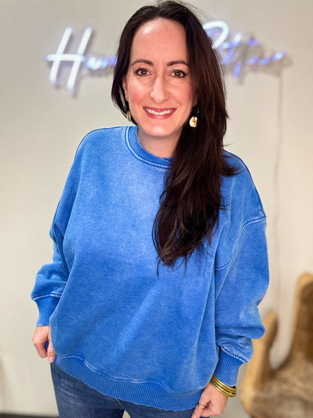 Sky Blue Acid Wash Sweatshirt