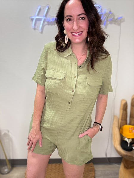 Green Romper W/ Pockets