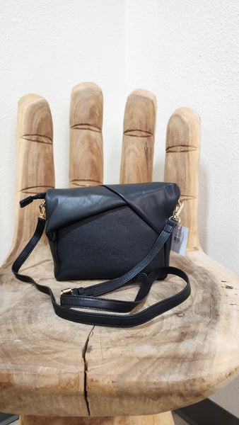 Black Cinched Leather Crossbody Purse