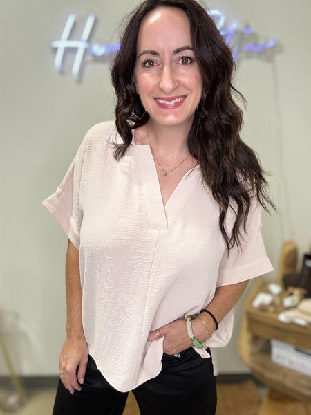 Oatmeal Boxy Collard Shirt