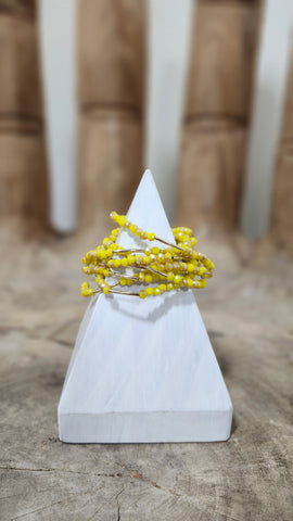 Mustard Beaded and Gold Spaced Bracelet