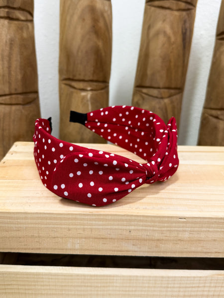 Polka Dot Knotted Bow Headband