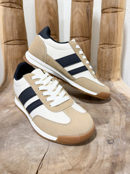 Khaki Cream Black Sneakers