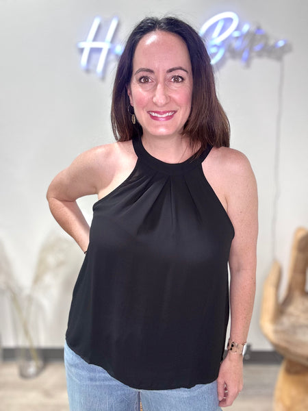 Black Halter Tank Top Blouse