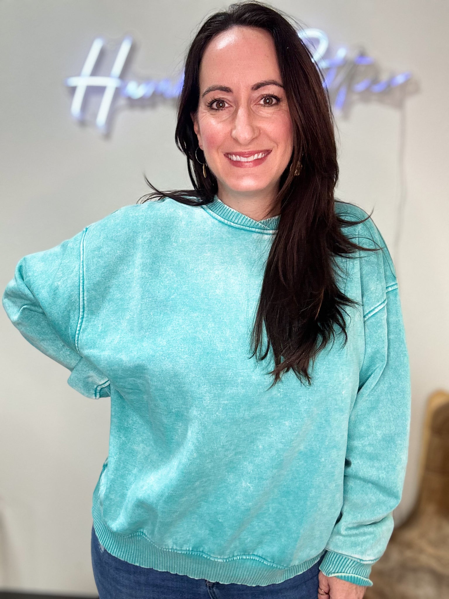 Light Blue Acid Wash Sweatshirt