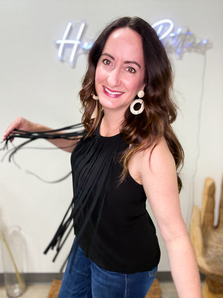 Black Fringe Tank