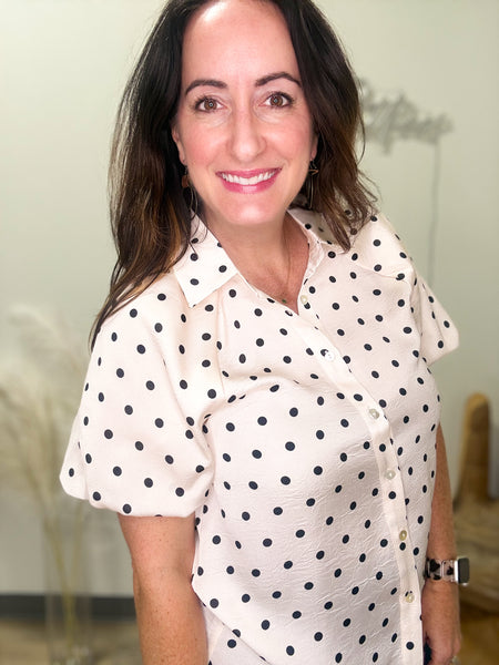 Polka Dot Bubble Sleeve Top