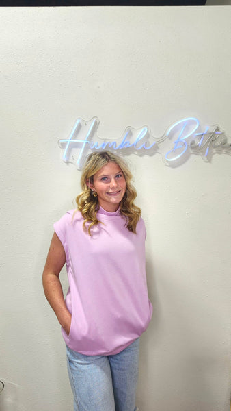 Purple Oversized Mock Neck Tank