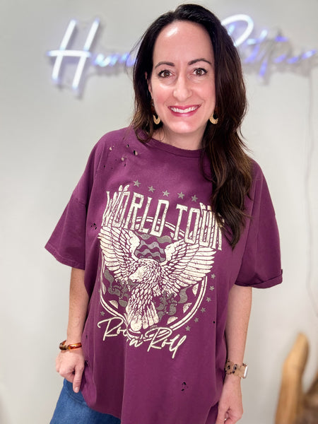 World Tour Rock N’ Roll Distressed Tee