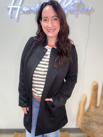 Vintage Embossed Long-line Coat