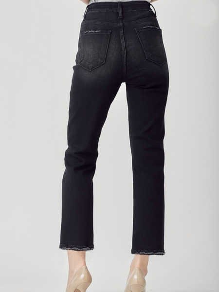 Black High-Rise Straight Jeans