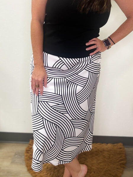 Abstract Black & White Skirt