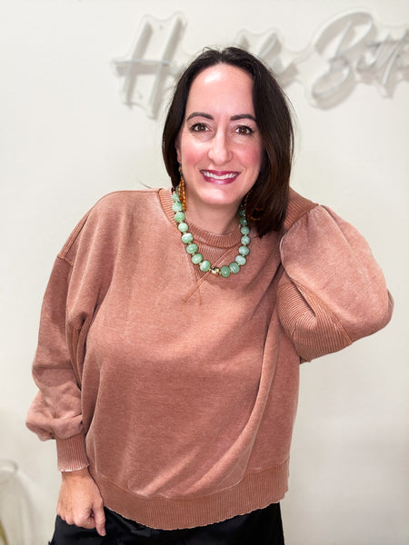 Terracotta Vintage Wash Fleece Pullover