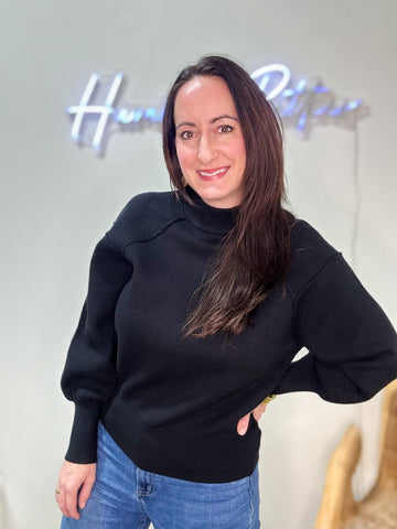 Black Cozy Mock Neck Sweater