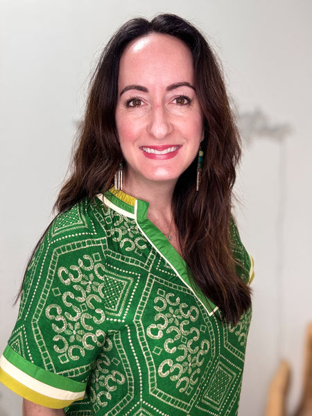 Green Diamond Print Blouse