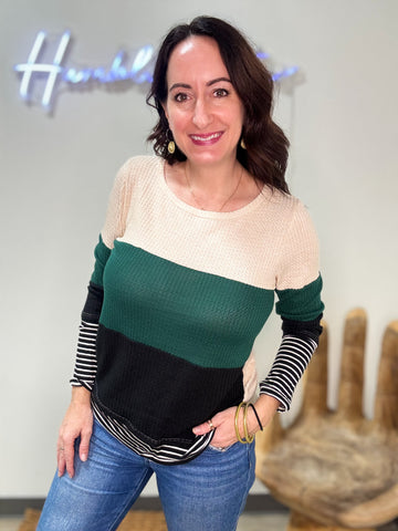 Color Block Waffle Knit