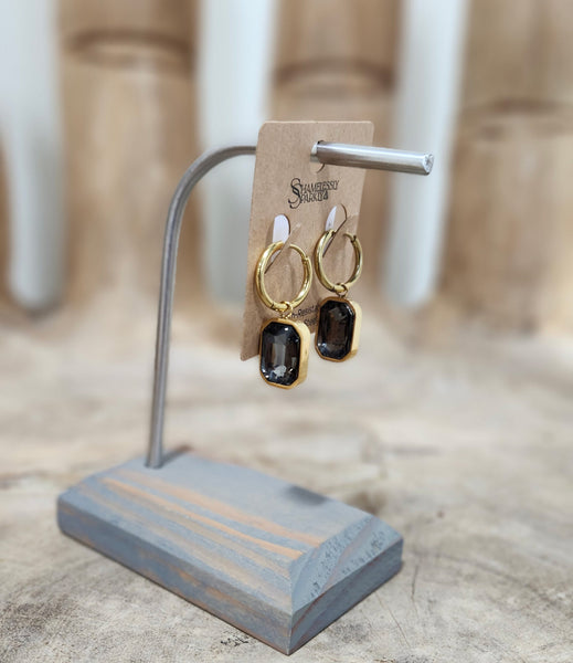Stainless Steel Gold Drop Huggie Hoops