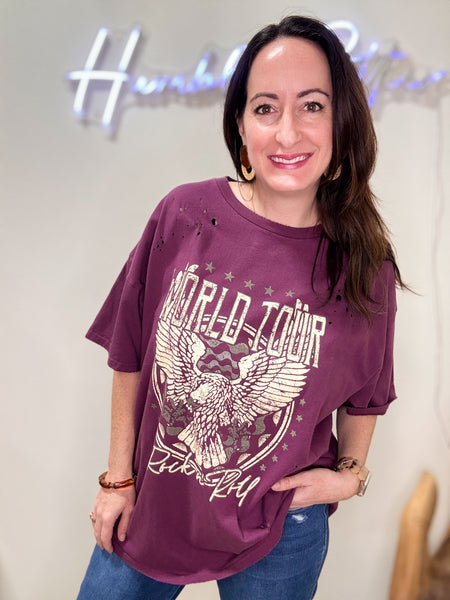 World Tour Rock N’ Roll Distressed Tee